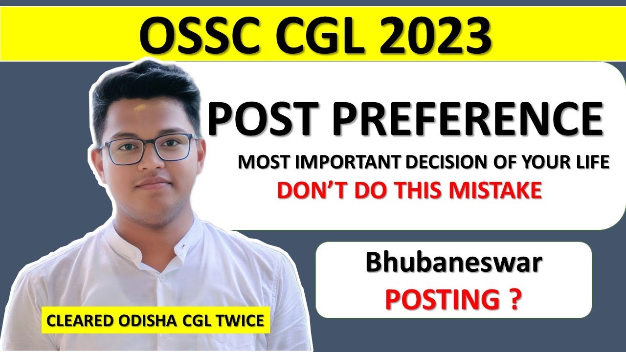 ODISHA CGL 2033 BEST POST PREFERENCE