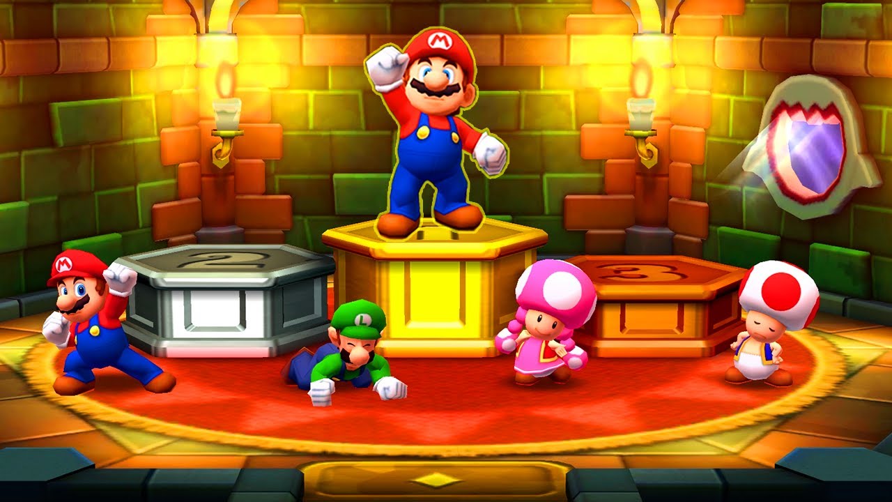 Mario Party: Star Rush Minigames - Brother Battle - Mario vs Luigi vs Toadette vs Toad