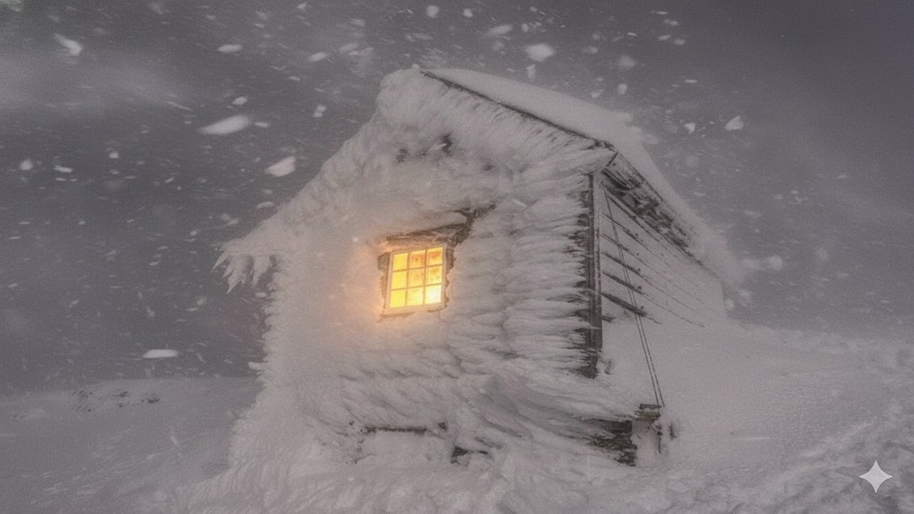Trapped in a -45°C Blizzard with Only a Fire | Snowstorm and wolves, I'm hiding in a log cabin