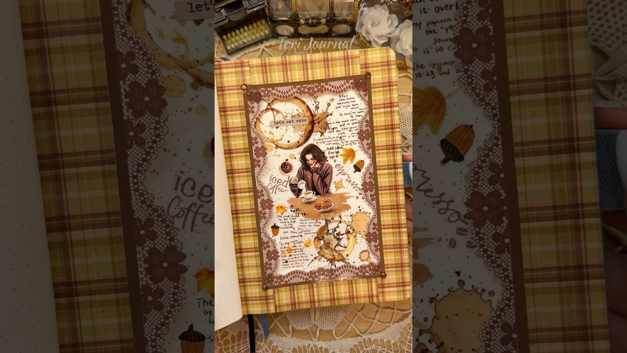 ASMR journal Cozy Days☕🍂🤎🥞✨|#asmr #journal #scrapbooking #diy #art #fyp #autumn #journaling