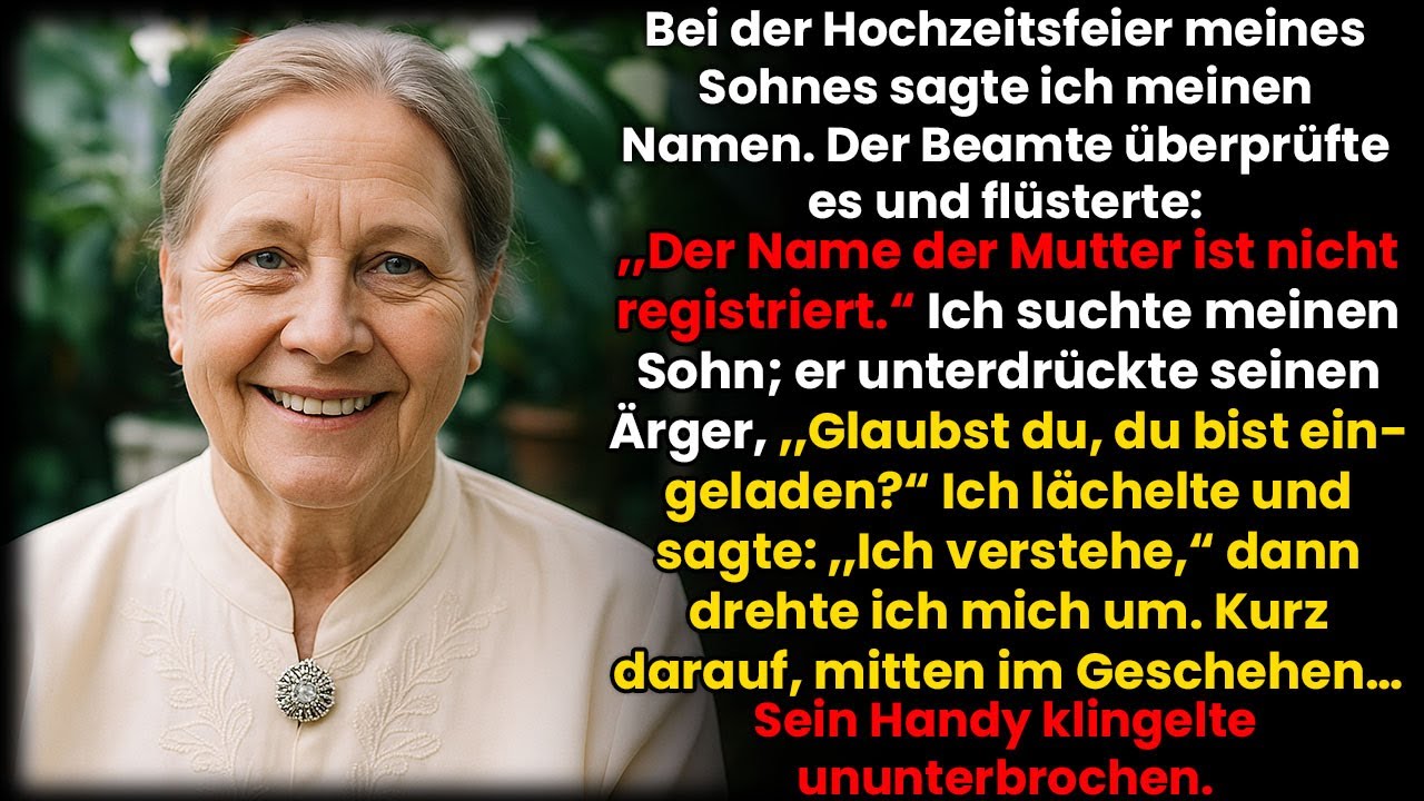 „Dachtest du, du bist EINGELADEN?“ sagte mein Sohn auf seiner Hochzeit – dann klingelte sein Handy…