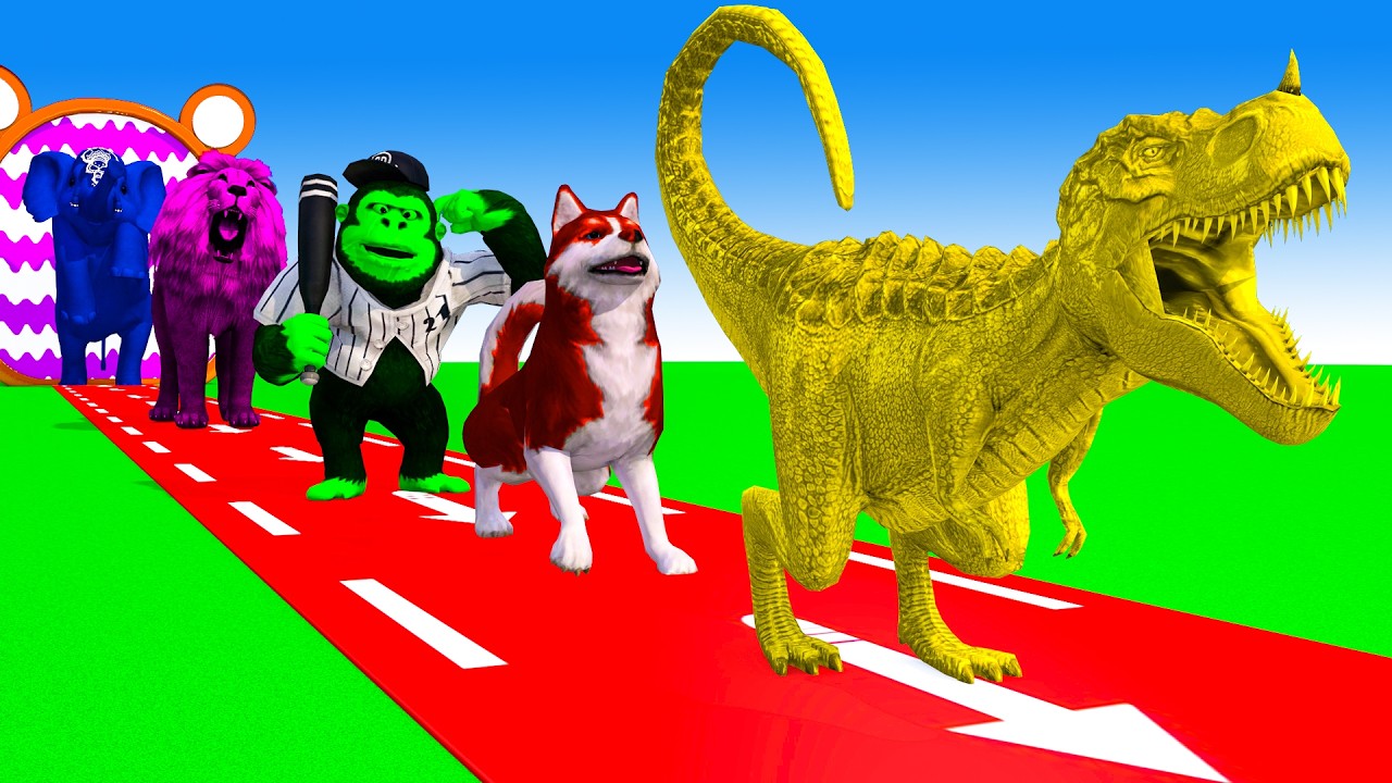 Long Slide Game With Cow Elephant Gorilla Hippopotamus Tiger 3d Animal Game Funny 3d Animals