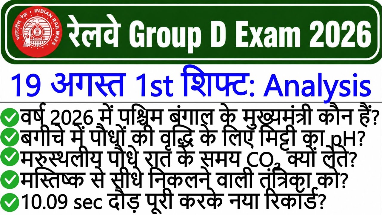 RRB Group D Analysis 2026 | RRB Group D 19 August 1st Shift Analysis | Group D Analysis Today