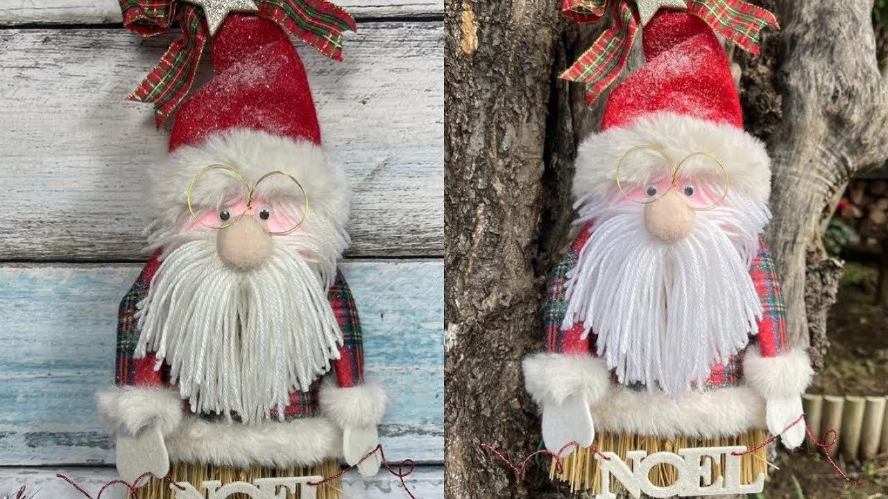Tutorial babbo Natale con riciclo scopa