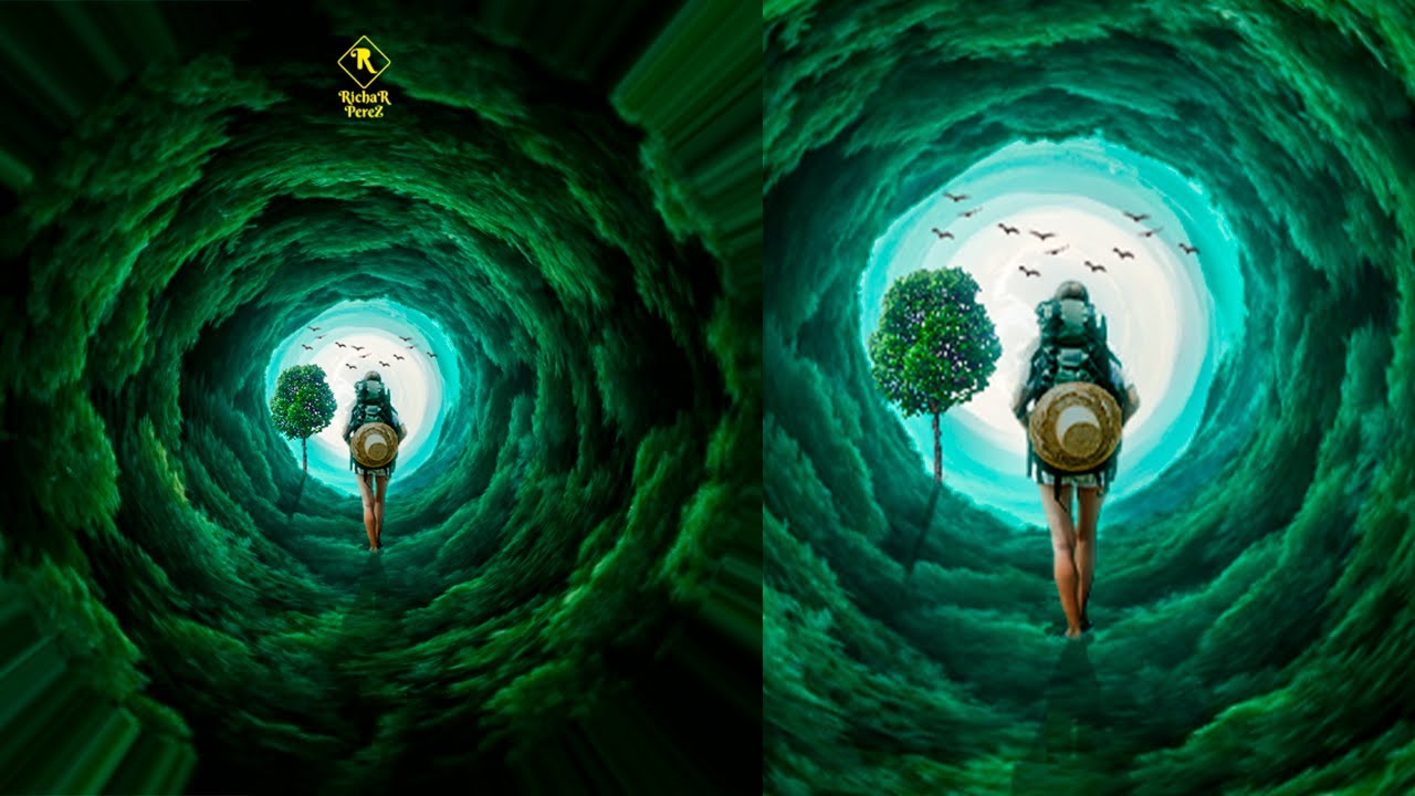 CREAR PORTAL con el EFECTO COORDENADAS POLARES en Photoshop
