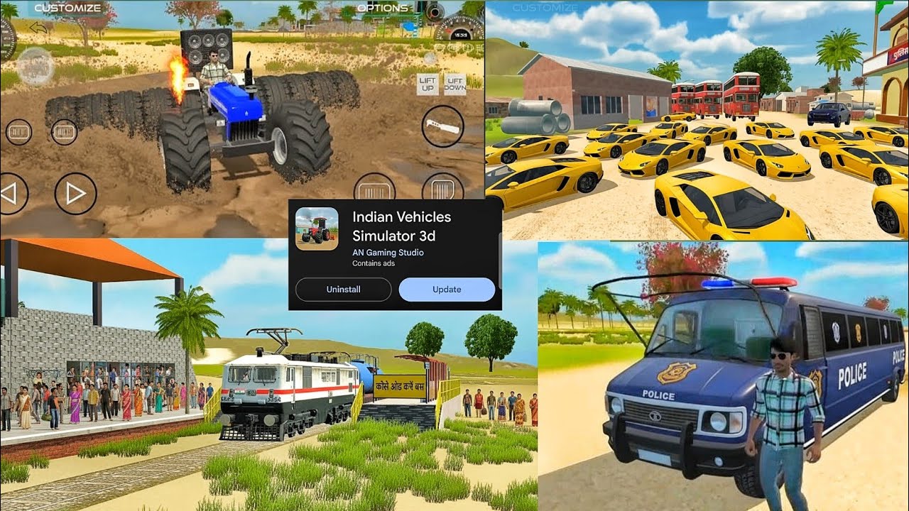 Indian Vehicles Simulator 3D NEW UPDATE🚀 Tractor MOD, New Train, Luxury Supercars, Police Luxury Van