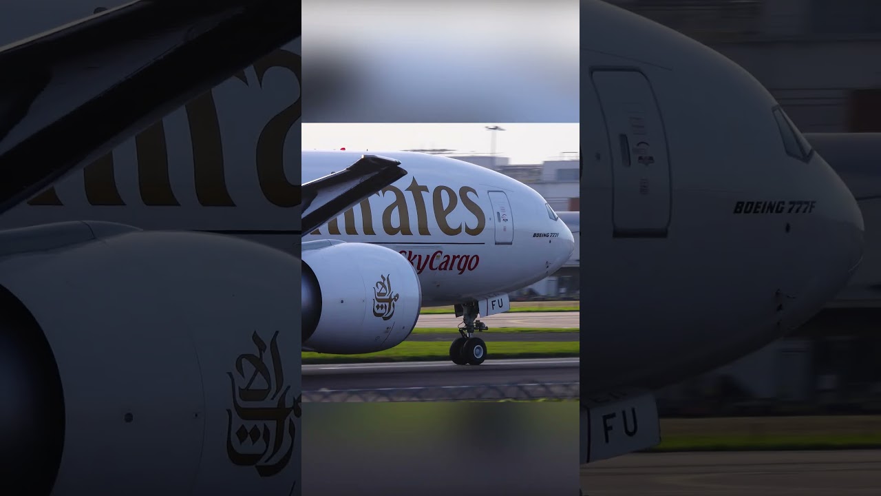 RAPID Departure - Emirates 777F at Heathrow Airport 27R #shorts #4k
