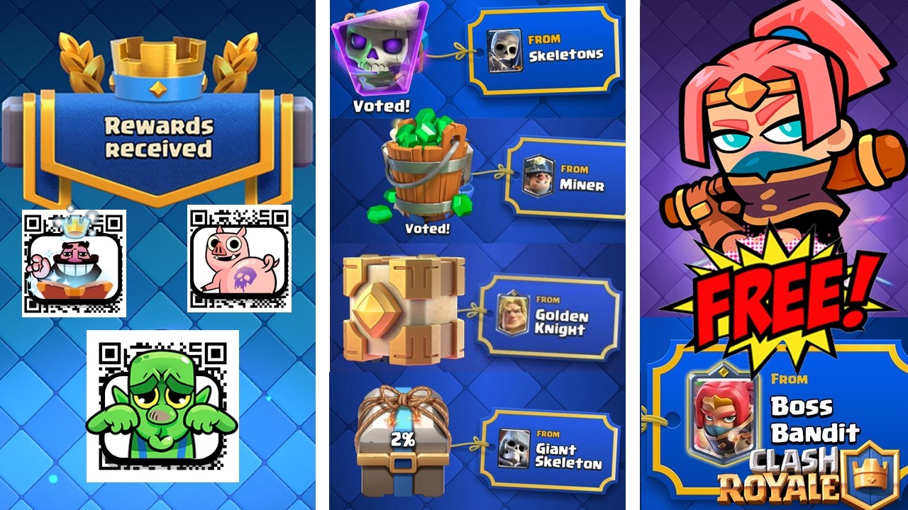 Free Boss Bandit Gift for EVERYONE! Free Emote QR Codes from Supercell and Clash Royale Free Rewards