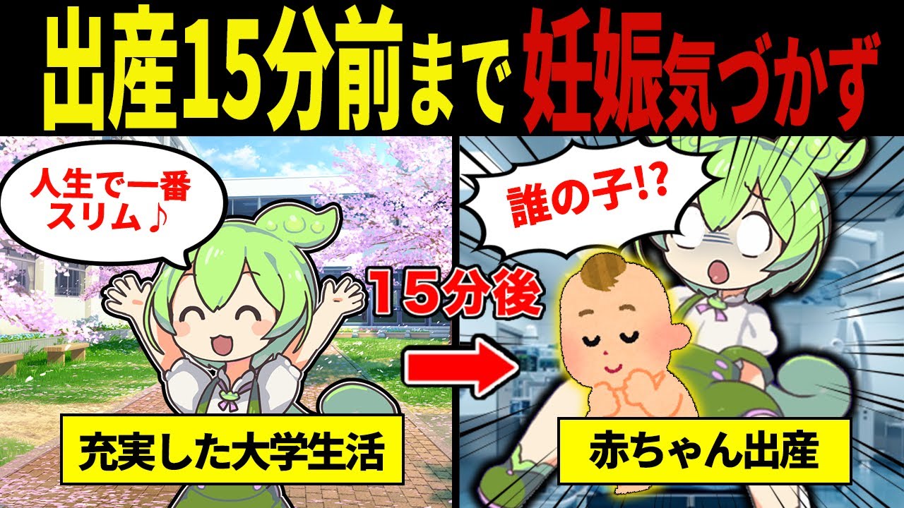 【実話】出産当日まで妊娠に気づかなかった大学生ずんだもん【ずんだもん&ゆっくり解説】