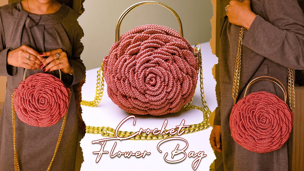 How to Crochet 3D Rose 🌹 Flower Bag for Beginners 