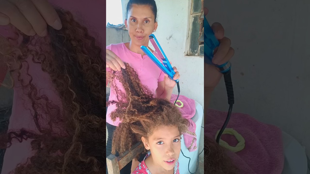 ALISEI O CABELO CRESPO DA MINHA FILHA #crespa #cachos #cabelo @gabrielapereiraminhadocero9546
