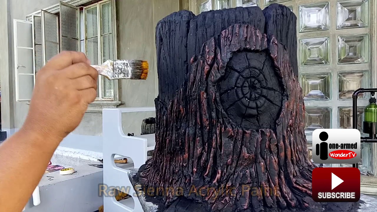 DIY MAKING CEMENT TREE STUMP POT#2/ CONCRETE TREE STUMP POT FOR GARDEN DECORATION