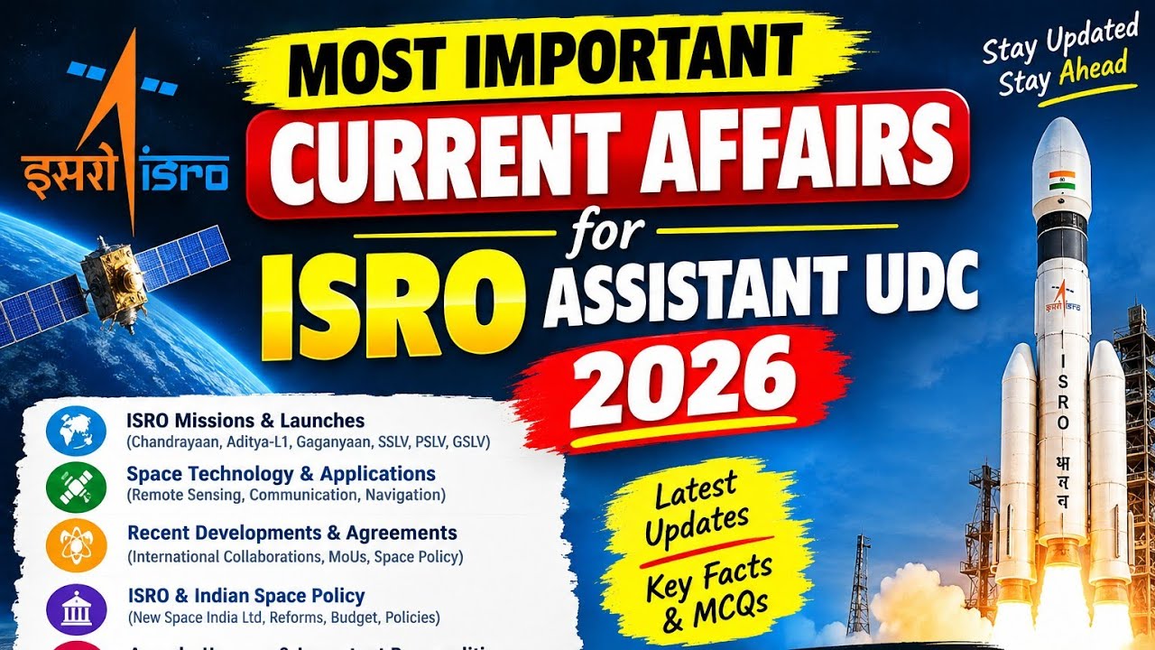 Most important current affairs for ISRO Assistant/UDC 2026 ❤️🇮🇳🚀 #isro 