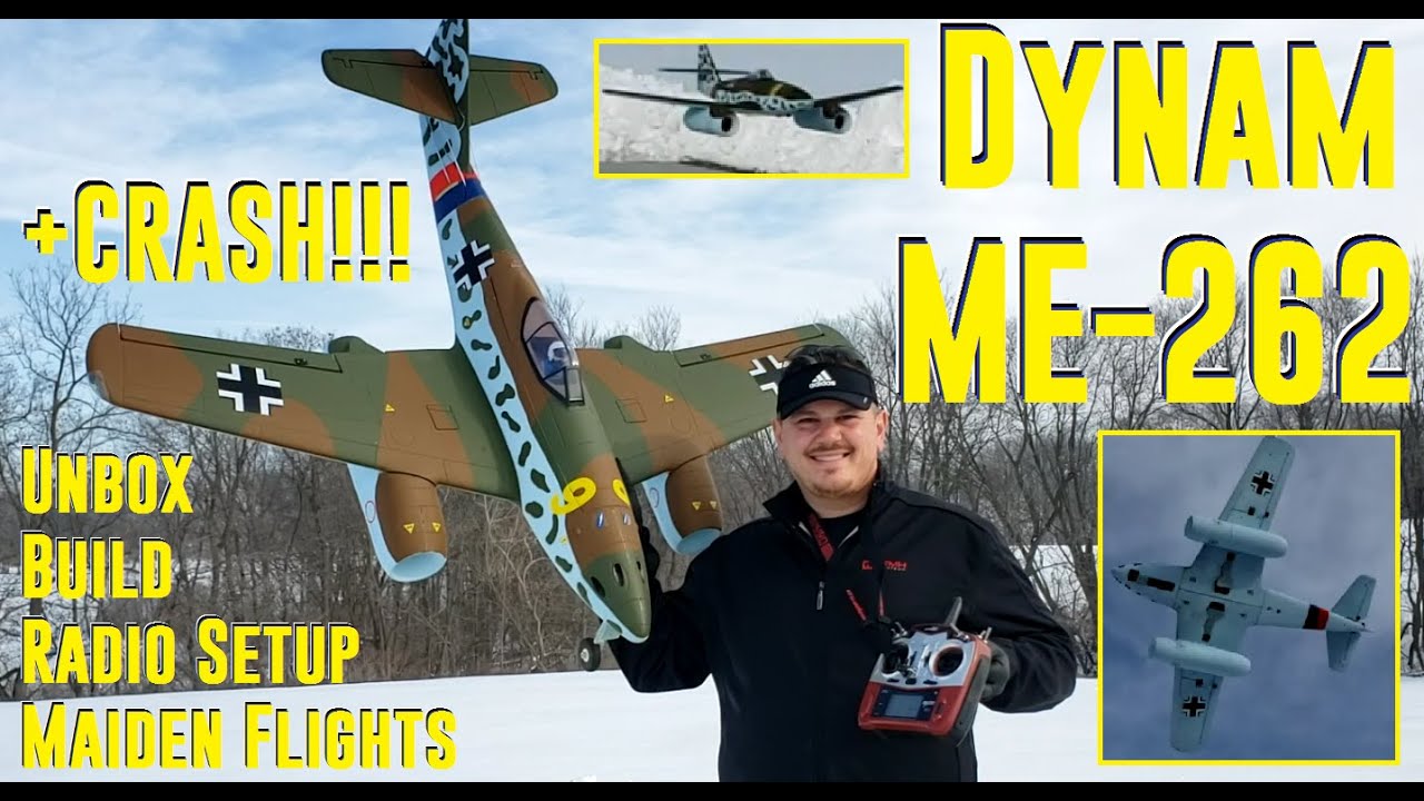 Dynam - Messerschmitt Me 262 - Unbox, Build, Radio Setup, Maiden, & CRASH!?!?