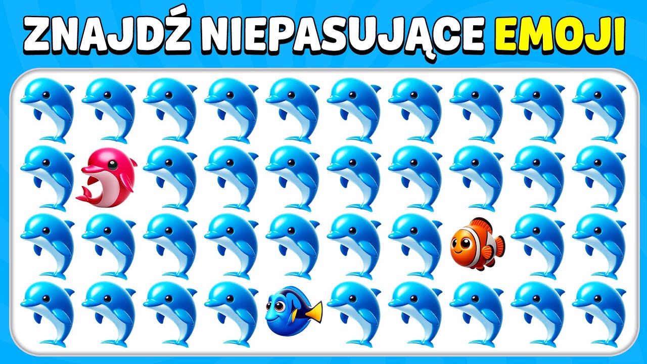 Znajdź Niepasujące Emoji - Edycja Morska! 🦑🐬🐚 | Quiz Pszczoła