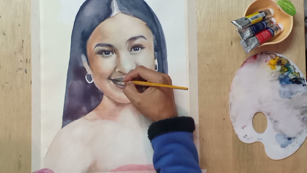 ANDREA ABAYA WATERCOLOR PORTRAIT || FAN ART  || PBB CONNECT || PRIMARY WATERCOLOR PAINTING