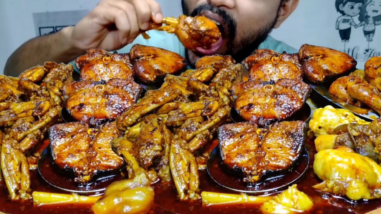 All 😲😲 Oily Mutton, Duck, Chicken, Fish Curry With Rice Eating 😋 Mukbang, Foodie 
