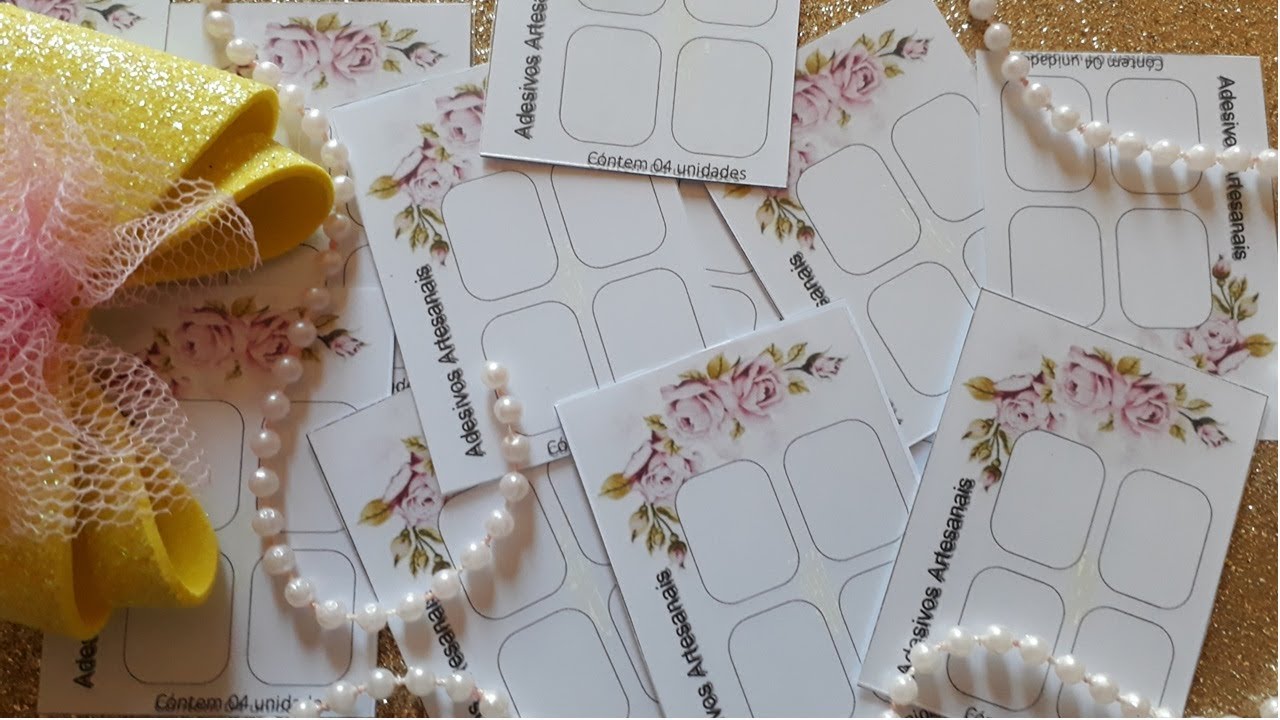 Preparando cartões - Adesivos de unhas