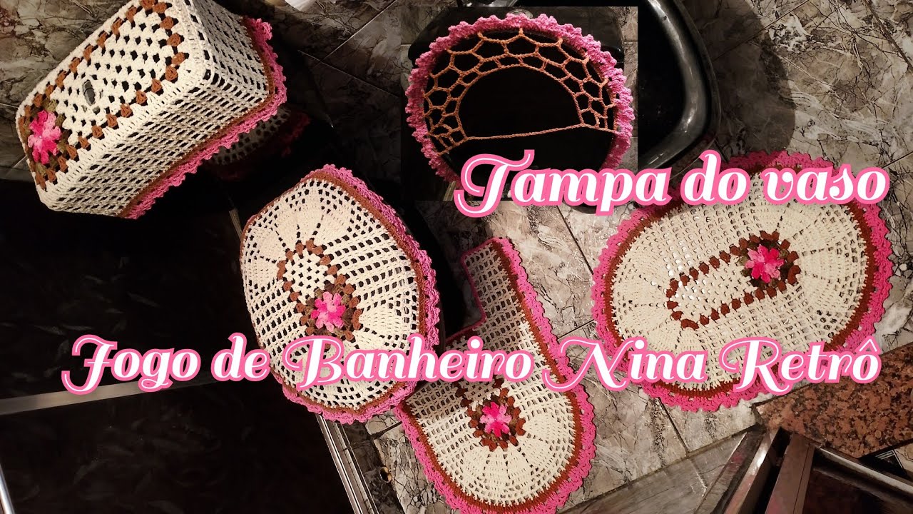 Jogo de banheiro Nina Retrô 🩷 Tampa do vaso 