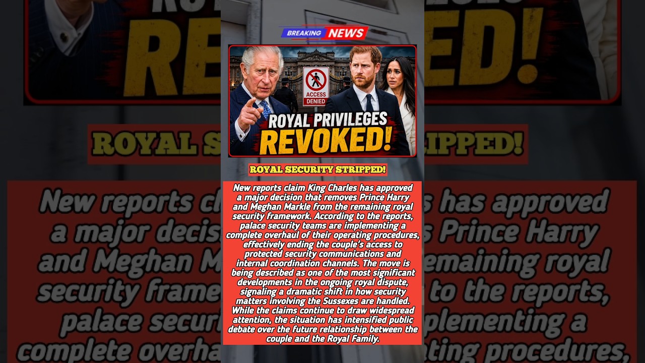 Royal Security Stripped? King Charles' Major Decision on Harry & Meghan Sparks Global Debate