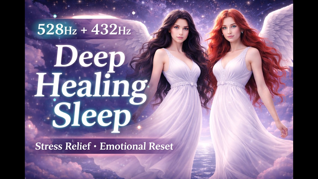 528Hz + 432Hz Deep Healing Sleep 🌙 Ocean of Calm • Stress Relief & Emotional Reset (8 Hours)