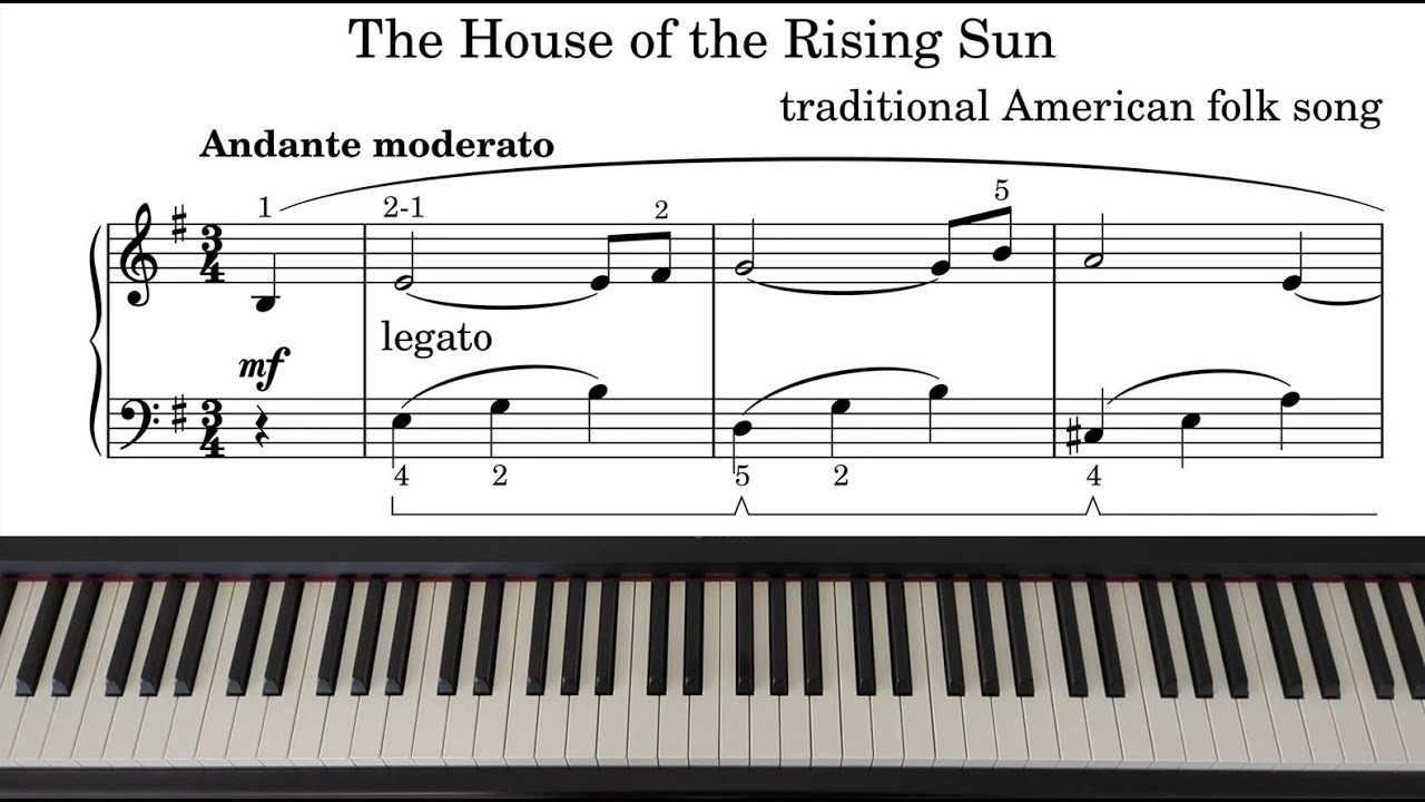 The House of the Rising Sun - Slow Easy Piano Version with Sheets