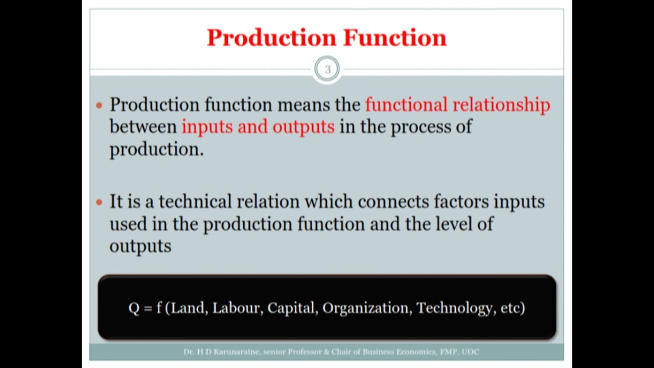 Theory of Production (Part 1)