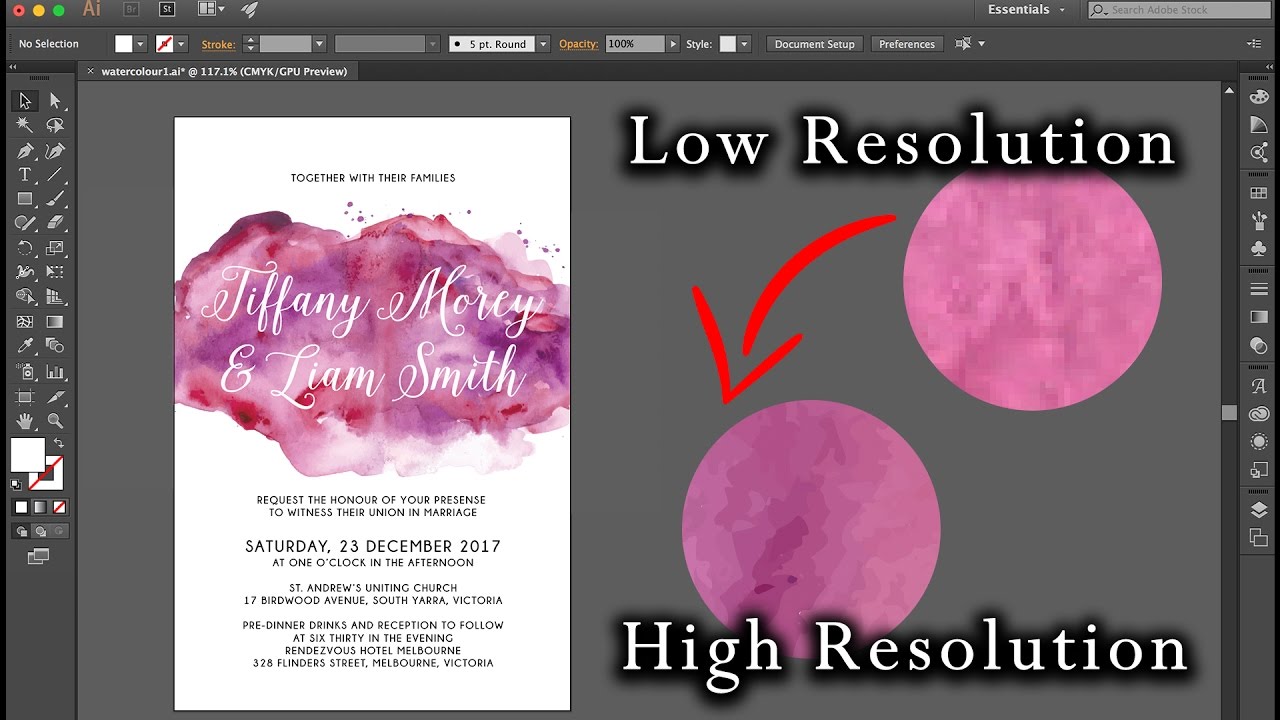 DIY Wedding Invitations | Adobe Illustrator – high resolution watercolour vector | vectorize artwork