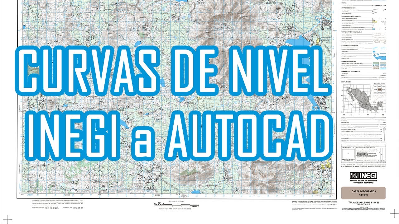 T#001 tutorail #1 curvas de nivel de la base de INEGI a formato dwg Autocad / Topografía