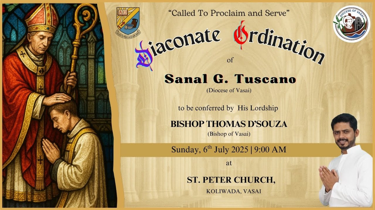 Diaconate Ordination | Br. Sanal Tuscano | Diocese of Vasai | St. Peter Church, Koliwada | 6-7-2025