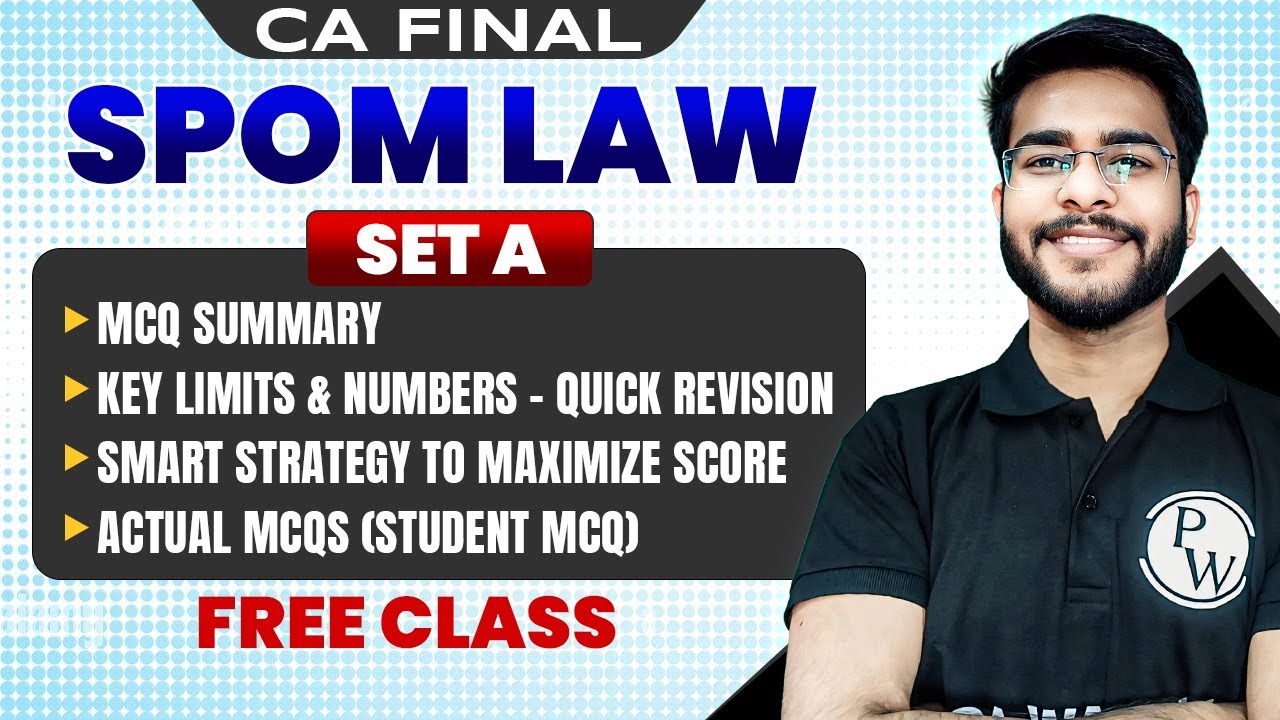 CA Final SPOM SET-A LAW MCQ Summary & Numerical Limits | Strategy & FREE CLASSES 🎉 | CA&nbsp;Hemant