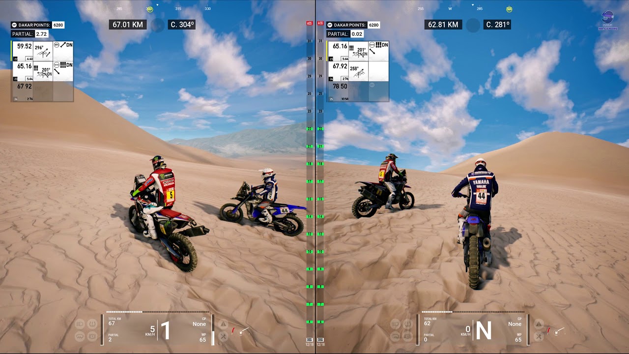 Dakar 18  | 1p vs 1p moto race split-screen | Get the shovels!