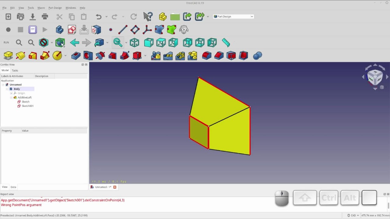 FreeCAD Part Design Loft — как создать простой Loft