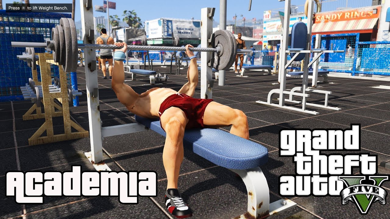 GTA V MOD ACADEMIA - FAZENDO EXERCÍCIOS - MOD TOP!