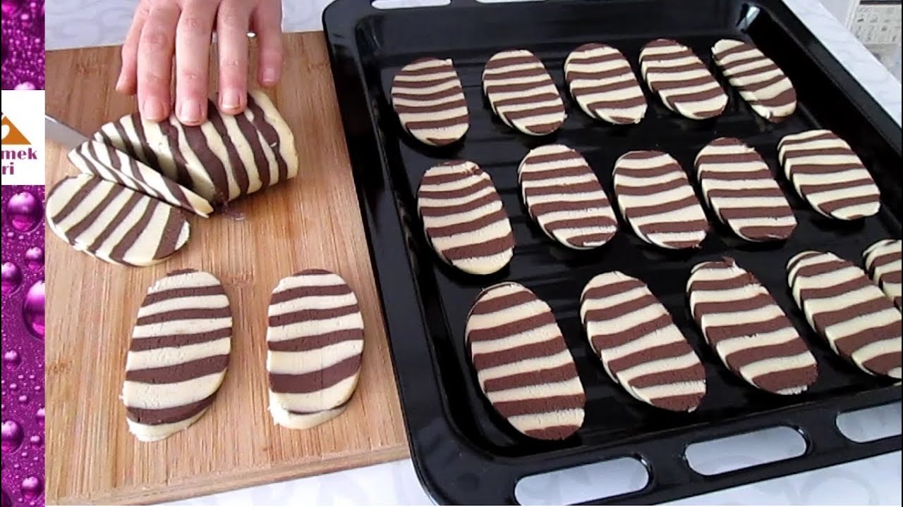 Ağızda Dağılan Zebra Desenli Un Kurabiyesi Tarifi👍✔✔✔ Pratik Yemek Tarifleri