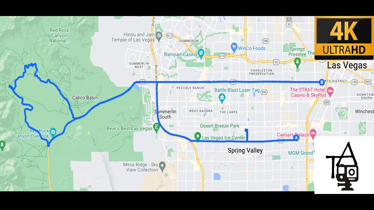 LasVegas, NV to Red Rock Canyon NCA in 4K