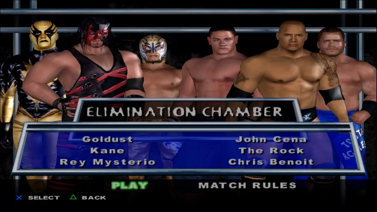 WWE SmackDown! HCTP - Goldust,Kane,ReyMysterio,JohnCena,TheRock,ChrisBenoir (ELIMINATION CHAMBER)