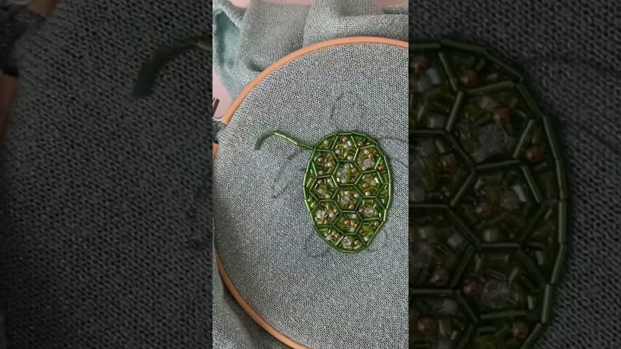 How to do bead embroidery turtle edition 🐢✨ #beaded #embroidery #diy