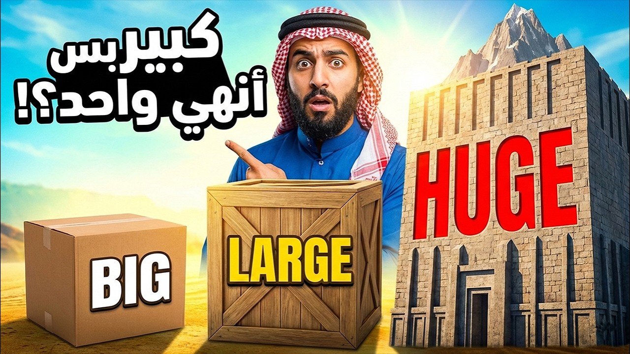 الفرق بين Big و Large و Huge في الإنجليزي | متى تستخدم كل كلمة؟ 🤔📘