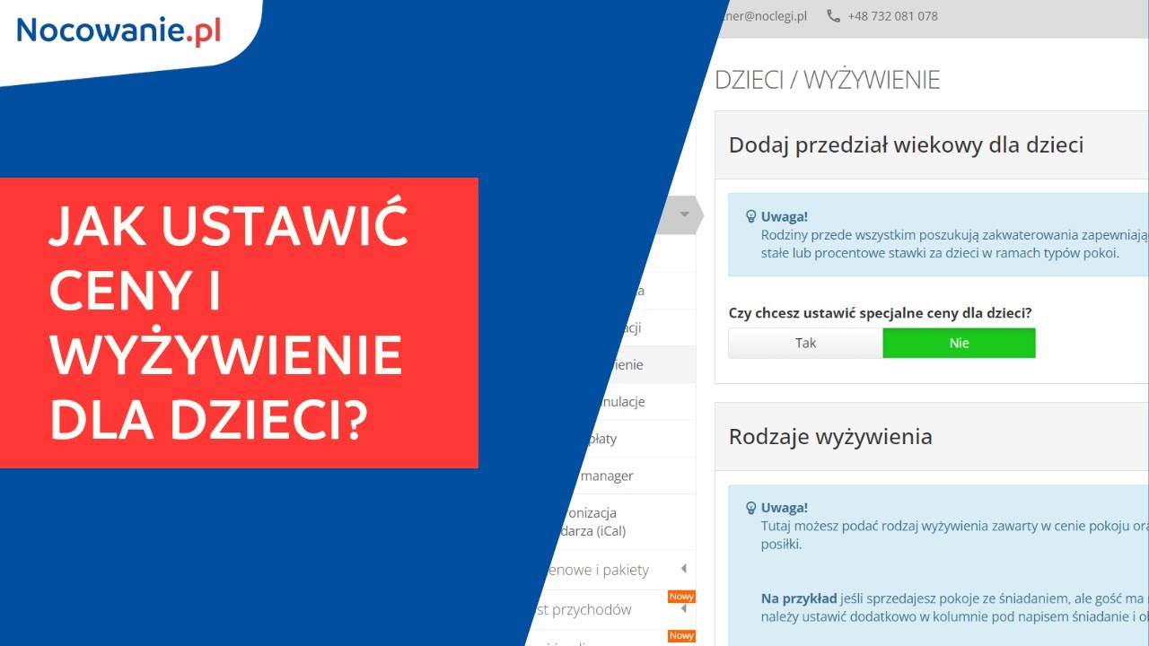Jak ustawić ceny i wyżywienie dla dzieci na Nocowanie.pl?