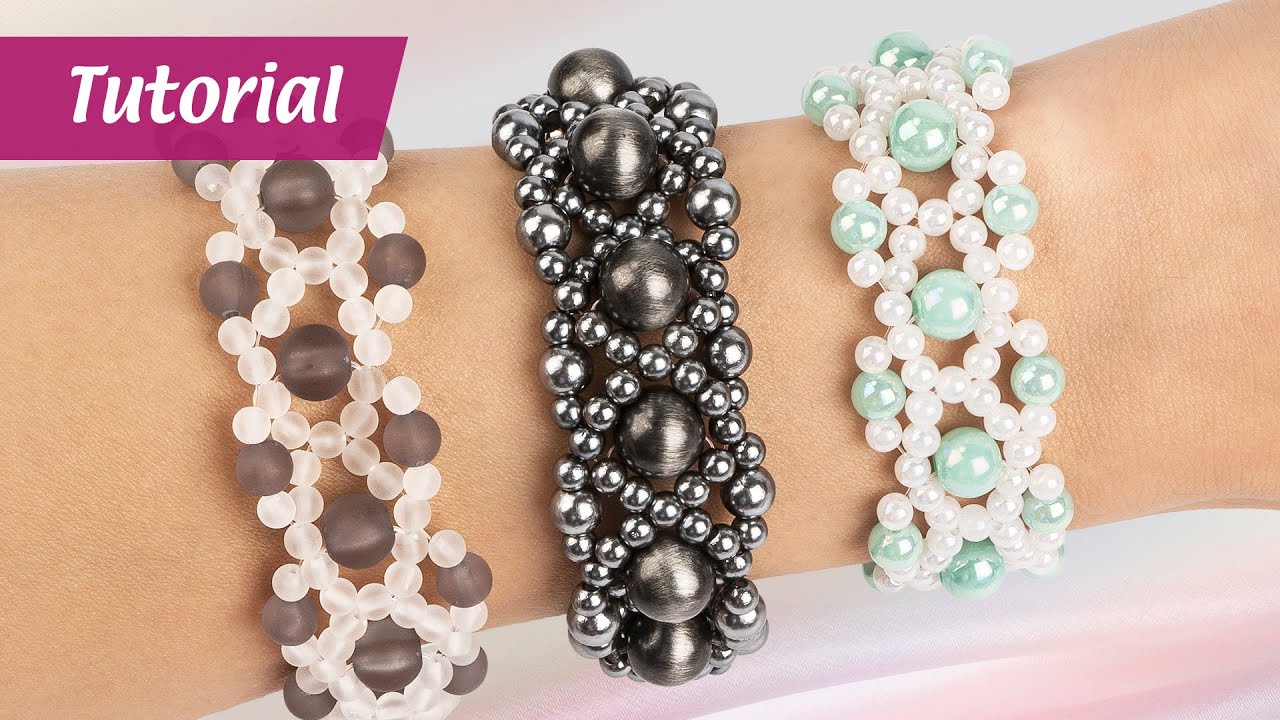 Perlen-Armband in Netzoptik selber machen