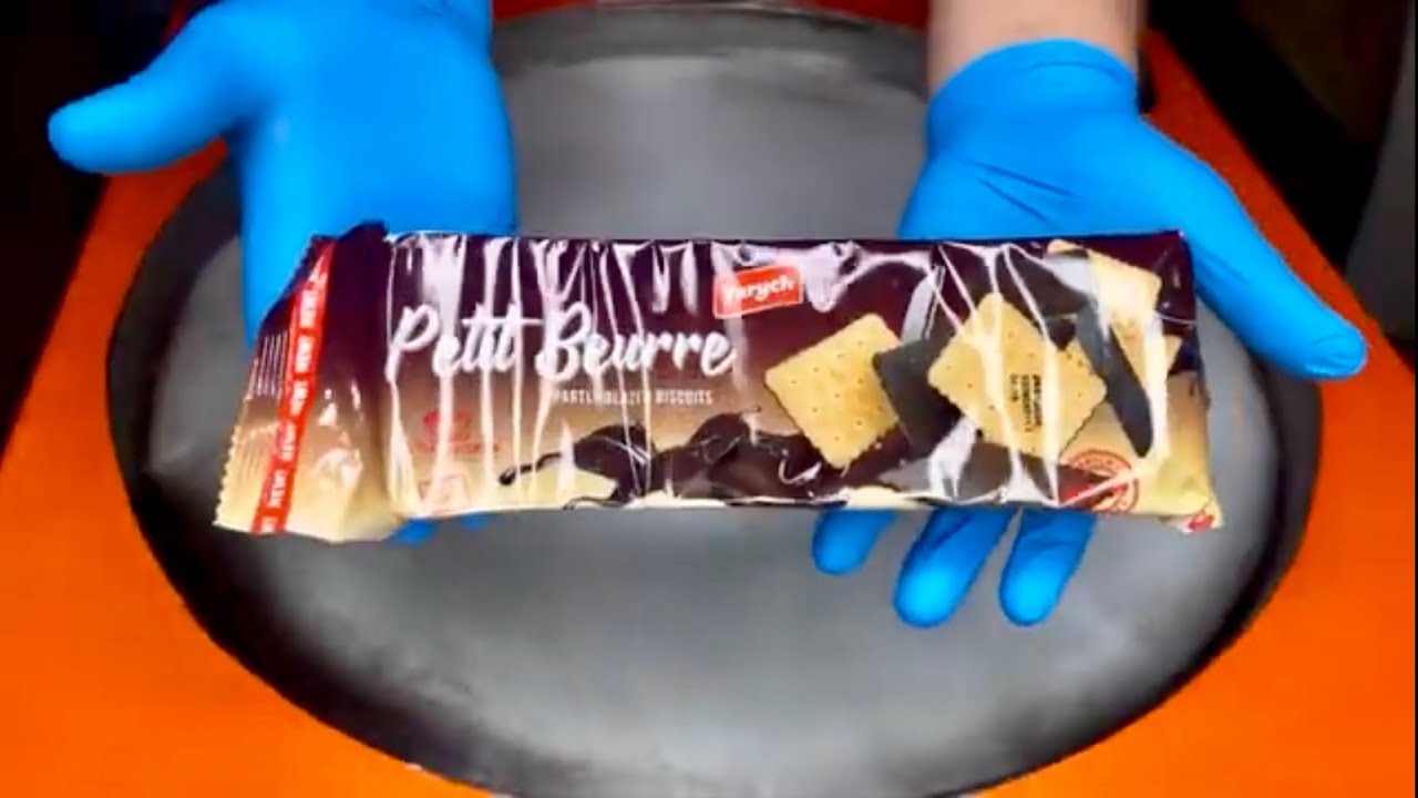 Petit Beurre Cookies Ice Rolls ASMR Video   Cream Ice Rolls #asmr #usa