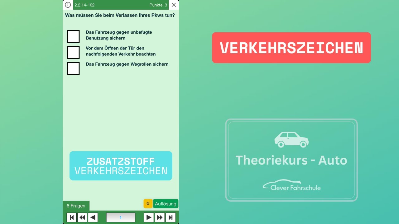 Zusatzstoff - Verkehrszeichen - Theoriekurs Auto (B)