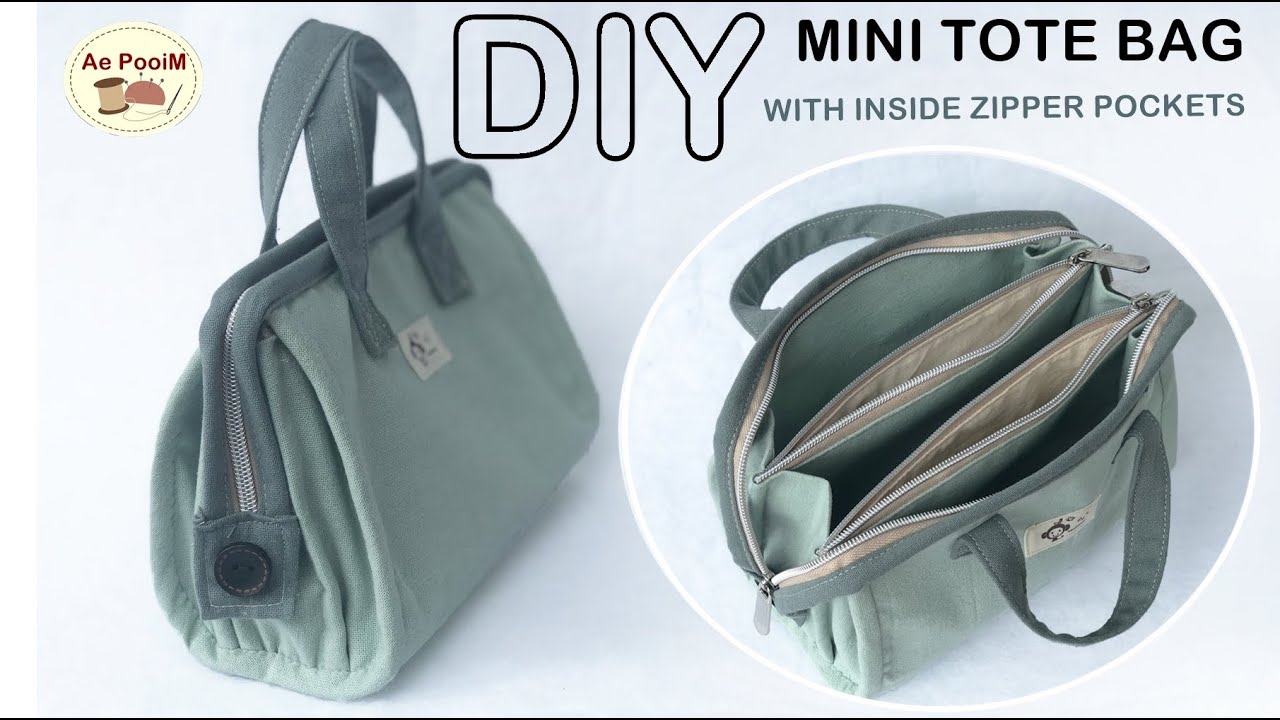 DIY MINI TOTE BAG WITH INSIDE ZIPPER POCKETS | วิธีทำกระเป๋ามีช่องซิปคู่ด้านใน
