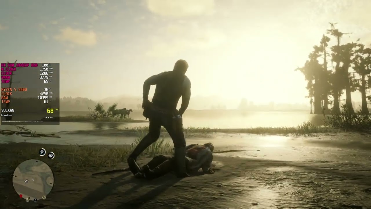 Red Dead Redemption 2 - RX 580 2048SP + RYZEN 5 5500 ( Melhor Configuração gráfica ) Gameplay Test