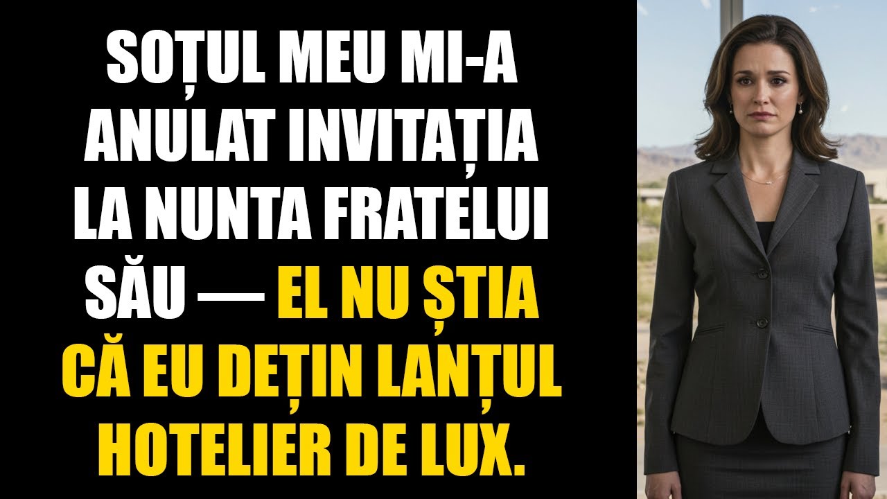 Soțul meu mi-a anulat invitația la nunta fratelui său — el nu știa că eu dețin lanțul hotelier...