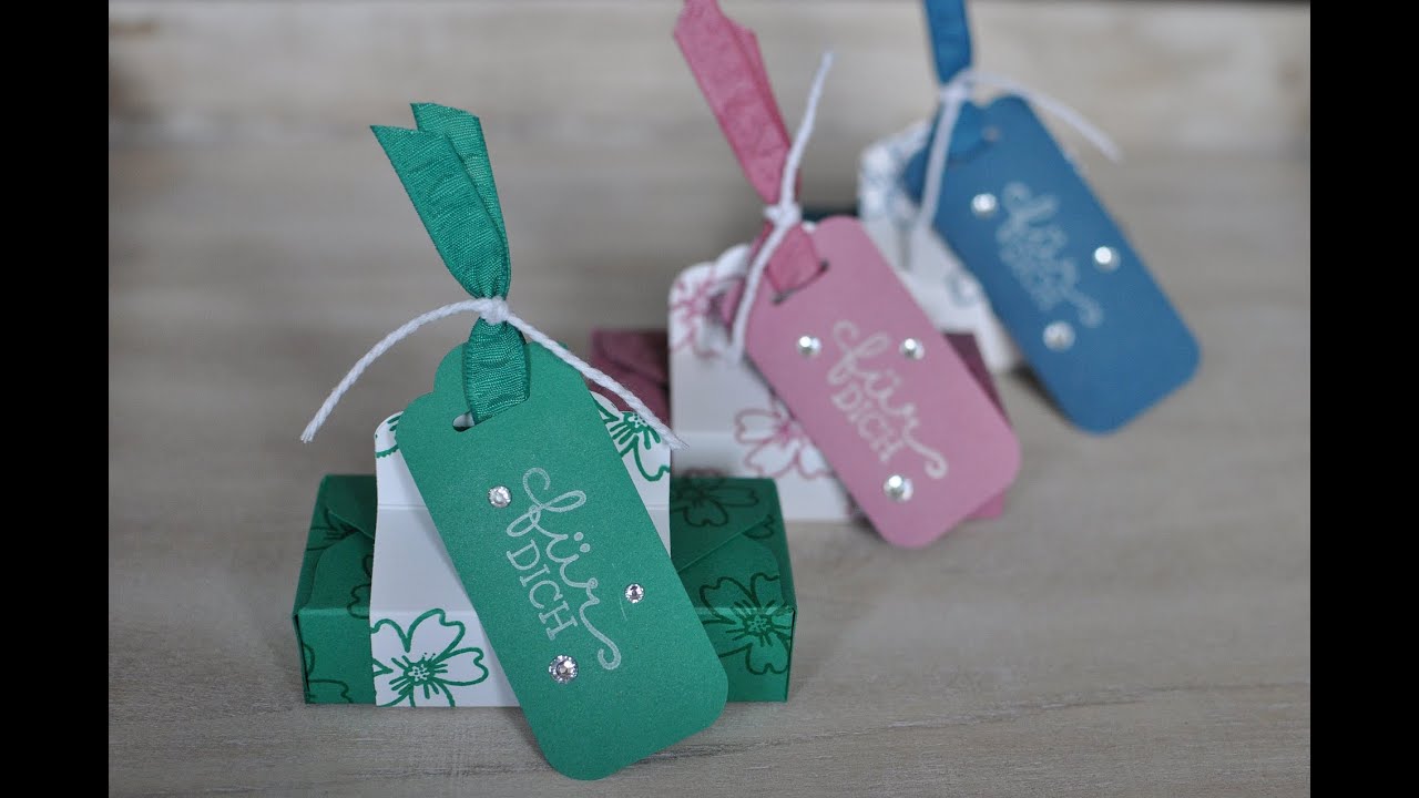 Box für 4 Merci Riegel mit dem Envelope Punch Board und Produkten von Stampin' Up!