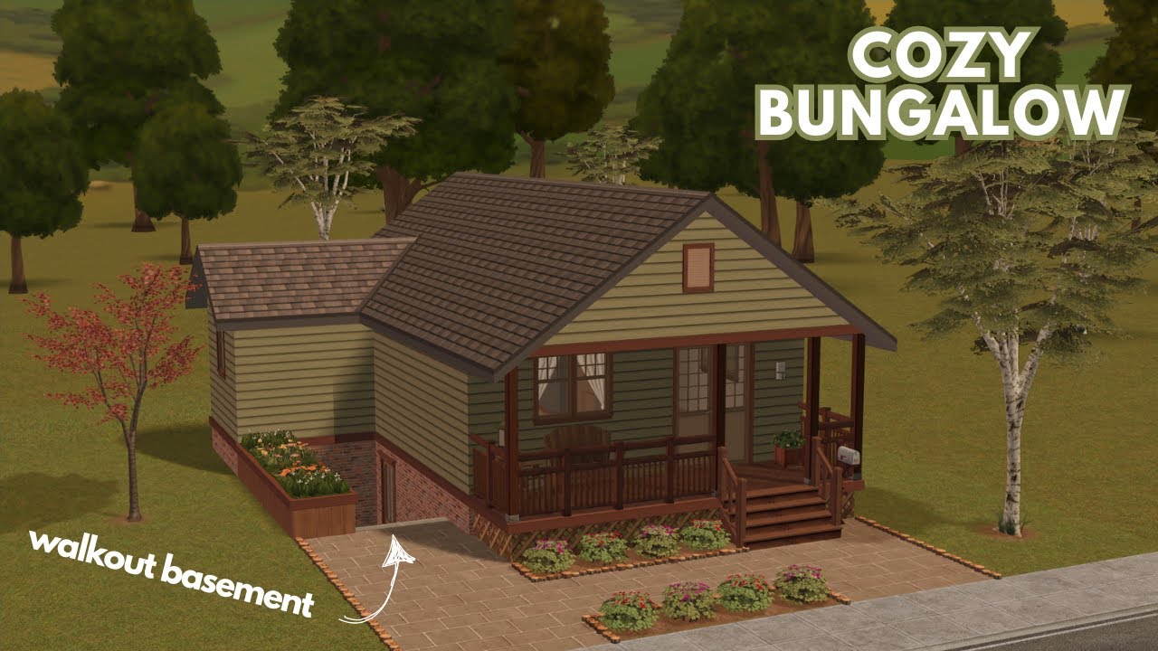 Cozy bungalow with a walkout basement | The Sims 2 Speed Build | CC