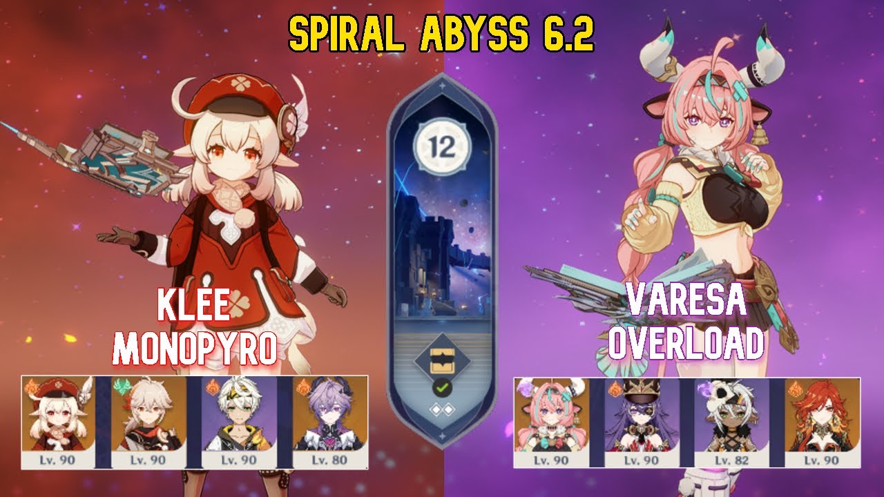 C0 Klee Monopyro & C0 Varesa Overload | Spiral Abyss Floor 12 | Genshin Impact Luna 6.2