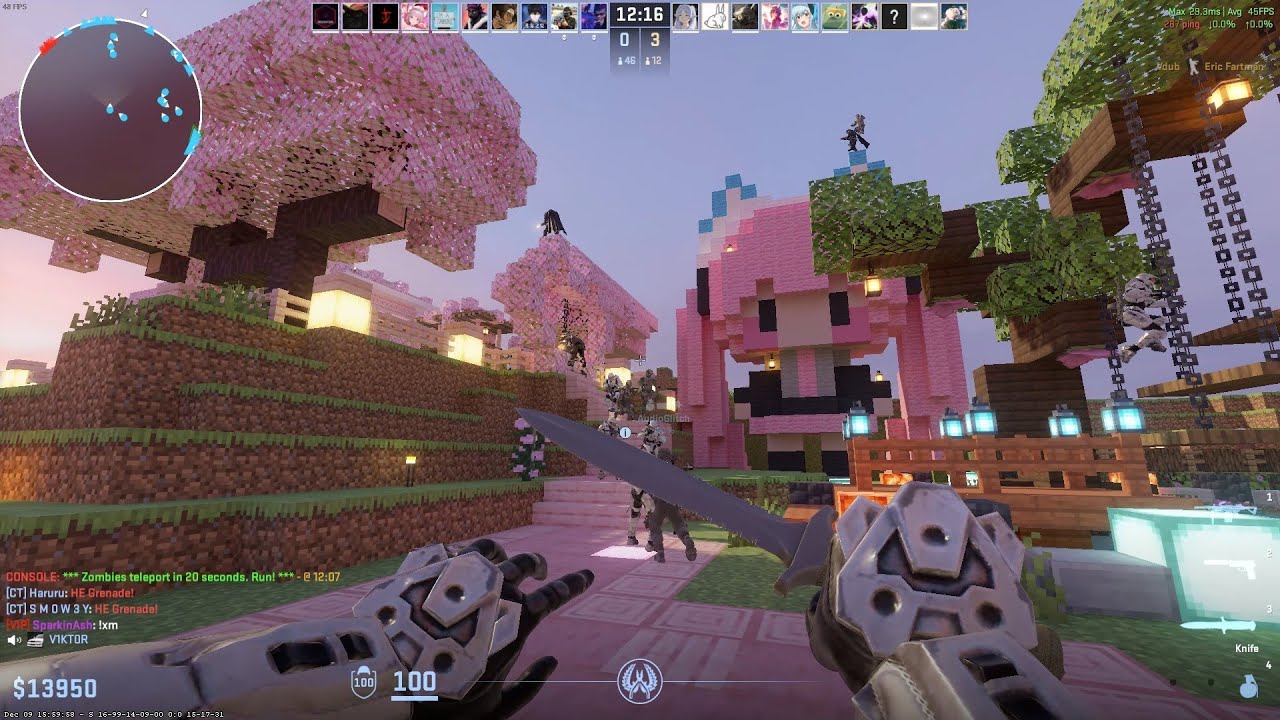 CS2: Zombie Escape Mod | Map: Minecraft Sakura | on GFL Clan